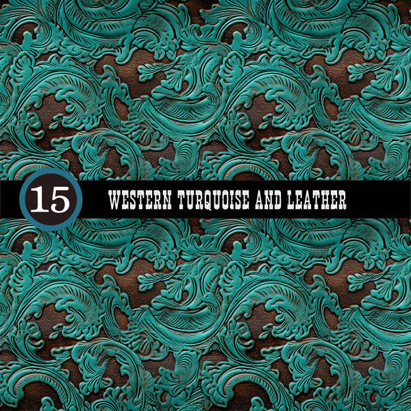 Western Turquoise and Leather Collection Vinyl collection- 12x12 vinyl sheets-20 designs available