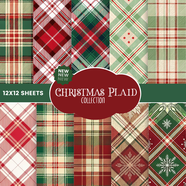 Christmas Plaid- 12x12 vinyl sheets-12 designs available