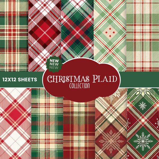 Christmas Plaid- 12x12 vinyl sheets-12 designs available