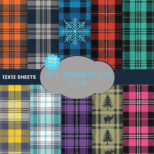 All Things Plaid- 12x12 vinyl sheets-12 designs available