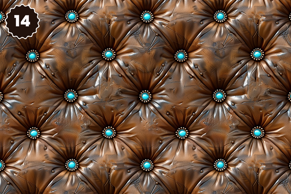 Turquoise and Brown Tooled Leather - Adhesive Vinyl 12x12 Sheets - 22 Design Options