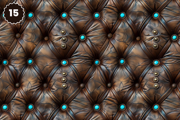 Turquoise and Brown Tooled Leather - Adhesive Vinyl 12x12 Sheets - 22 Design Options