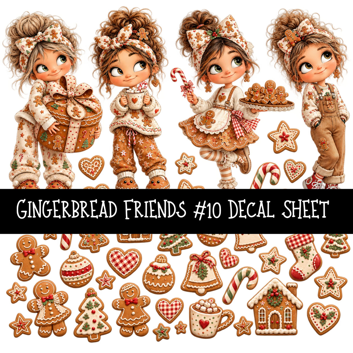 Gingerbread Friends UV DTF Decal sheets 10 Designs available