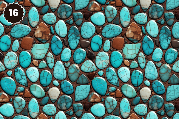 Turquoise and Brown Tooled Leather - Adhesive Vinyl 12x12 Sheets - 22 Design Options