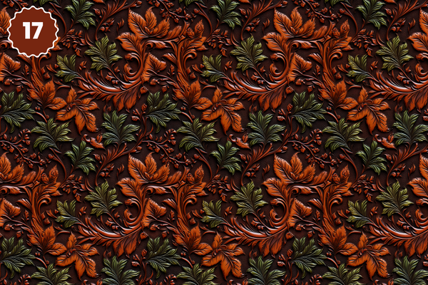 Tooled Leather Collection - Adhesive Vinyl 12x12 Sheets - 20 Design Options