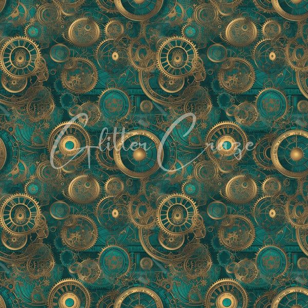 Steampunk Volume - Adhesive Vinyl 12x12 Sheets - 33 Prints