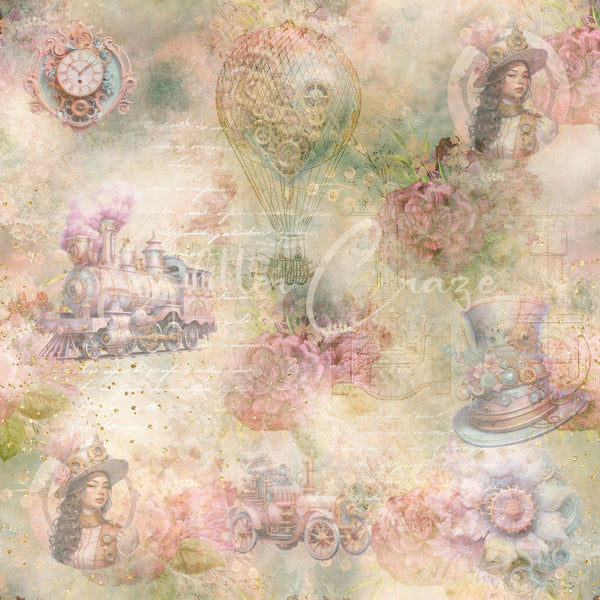 Romantic Steampunk - Adhesive Vinyl 12x12 sheets - 20 Designs
