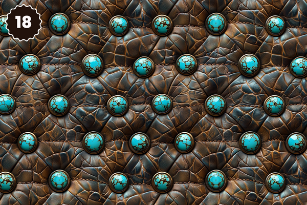 Turquoise and Brown Tooled Leather - Adhesive Vinyl 12x12 Sheets - 22 Design Options
