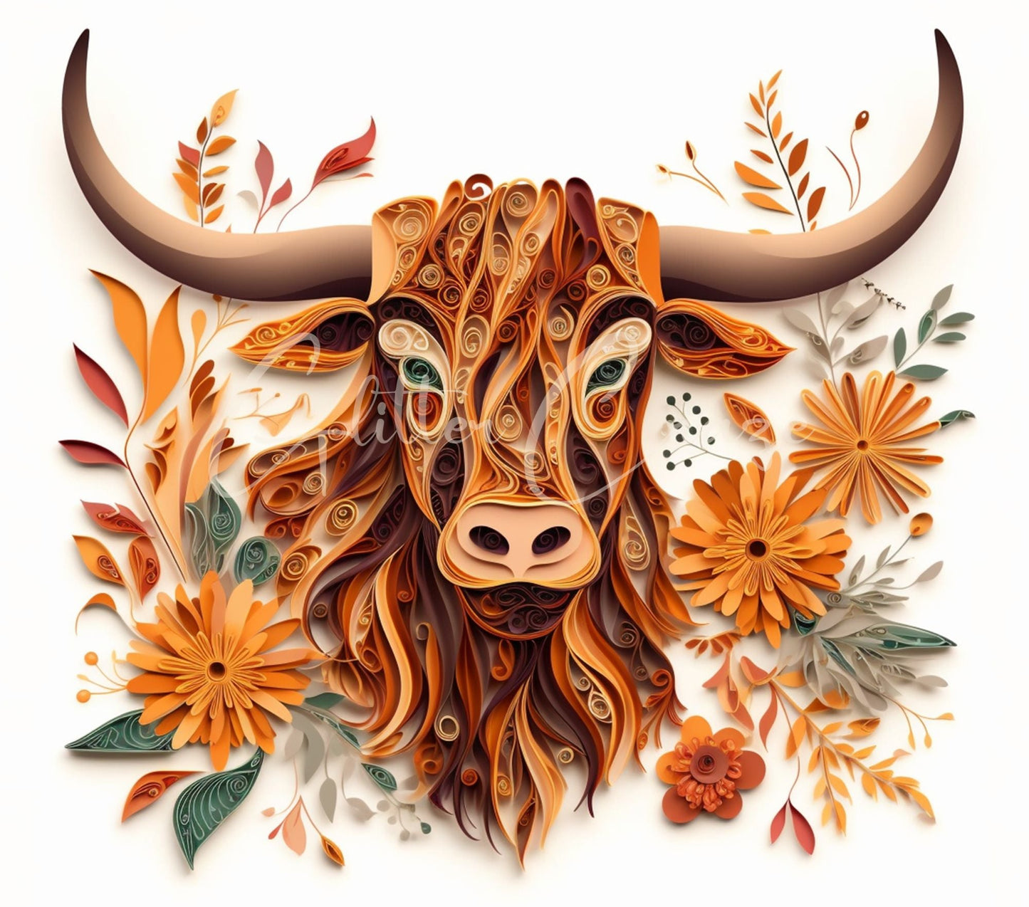 3D Highland Cow - Adhesive Vinyl Wrap -8 designs