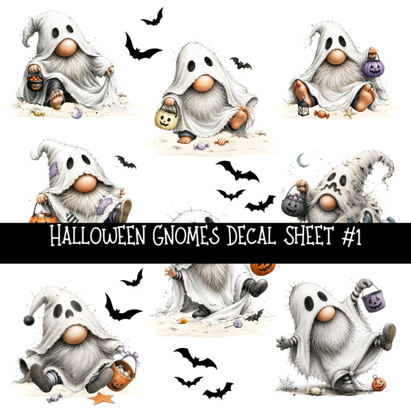 Halloween Gnomes UV DTF Decal sheets 6 Designs available