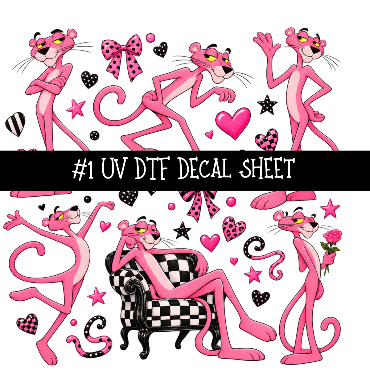 Pink Panther UV DTF Decal sheets 11 Designs available