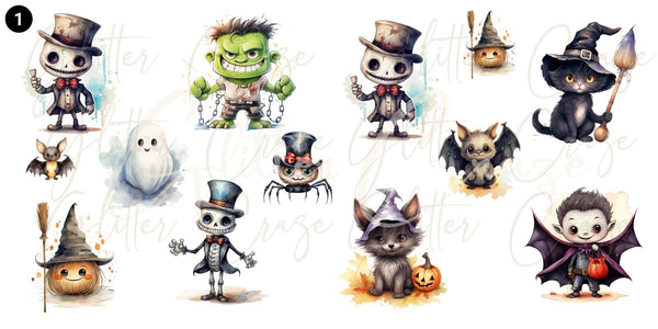 Halloween - UV DTF Decal sheets 10x5 inches 4 styles