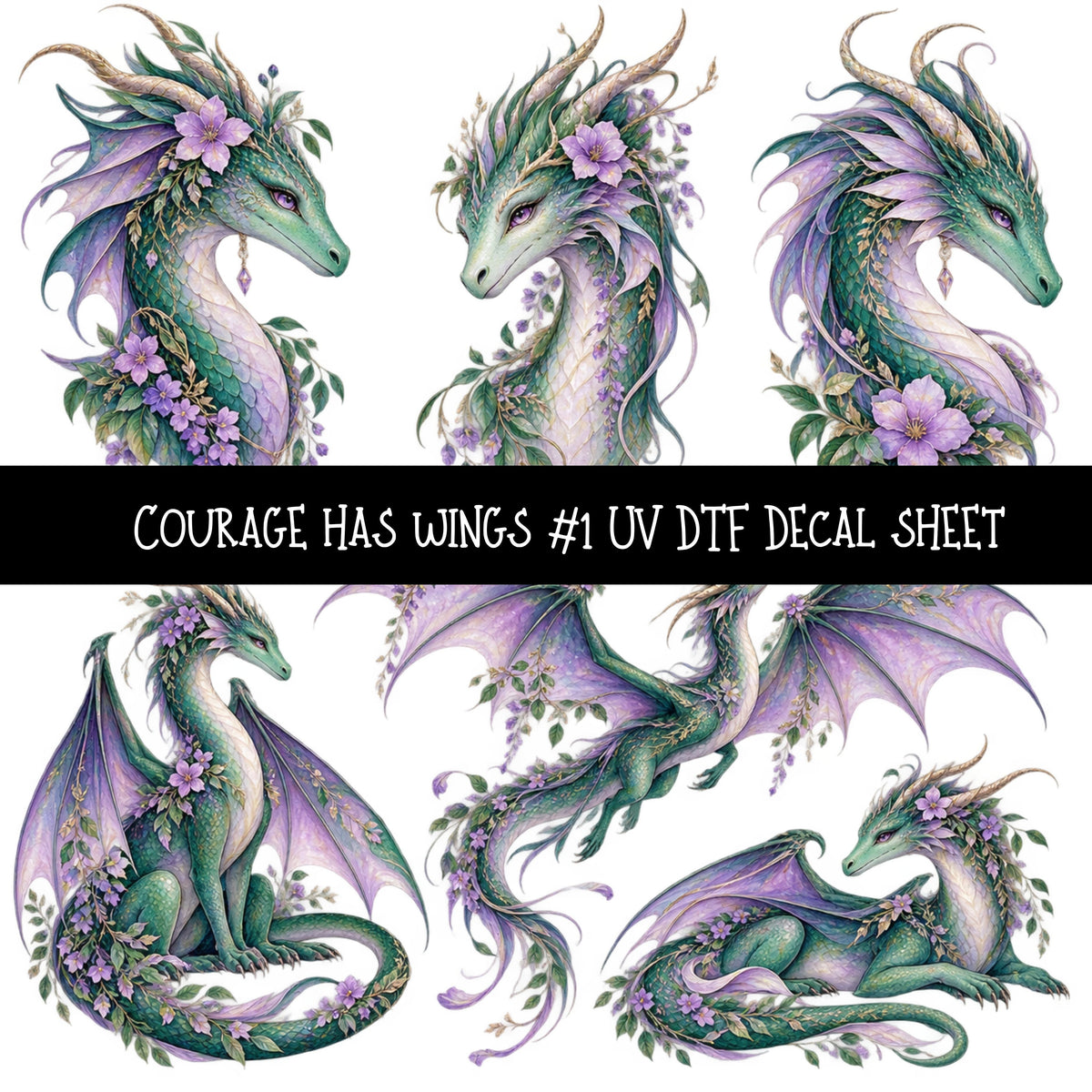 Courage has wings UV DTF Decal sheets 6 Designs available