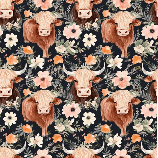 Highland Cow - Adhesive Vinyl 12x12 Sheets - 8  Designs