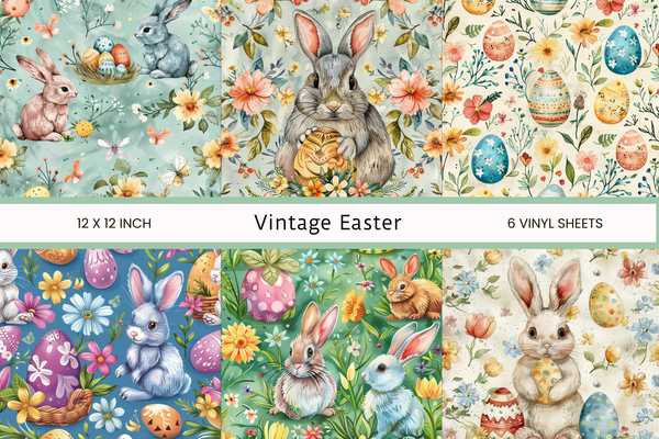 Vintage Easter - Adhesive Vinyl 12x12 Sheets - 6 Design Options