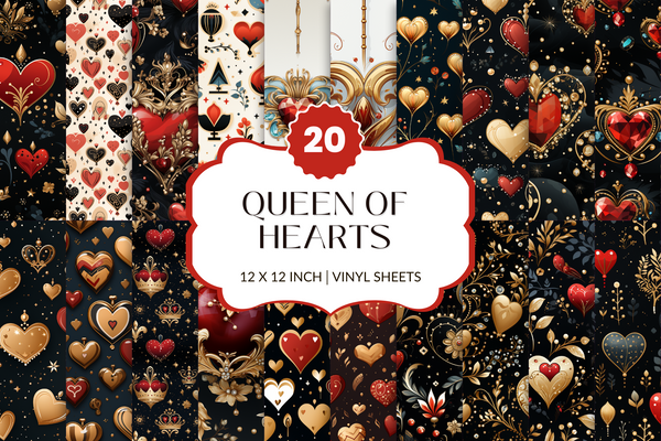 Queen of Hearts Collection - Adhesive Vinyl 12x12 Sheets - 20 Design Options