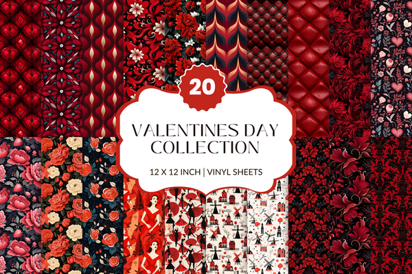Valentines Day Collection - Adhesive Vinyl 12x12 Sheets - 20 Design Options