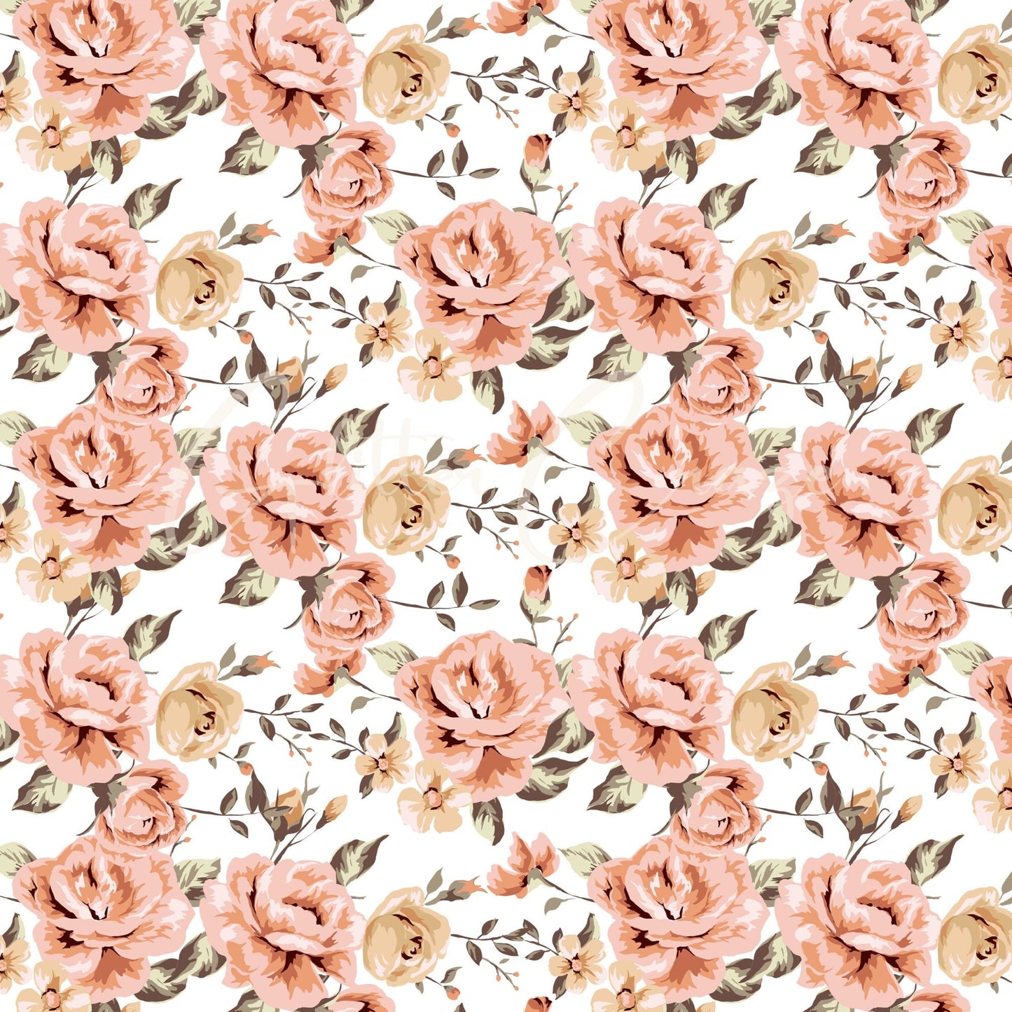 Vintage Peach Floral Collection - Adhesive Vinyl 12x12 Sheet - 12 Designs available