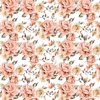 Vintage Peach Floral Collection - Adhesive Vinyl 12x12 Sheet - 12 Designs available