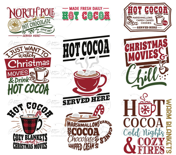 Hot Cocoa - UV DTF Decal sheets - 3 Design options- 9 decals per sheets