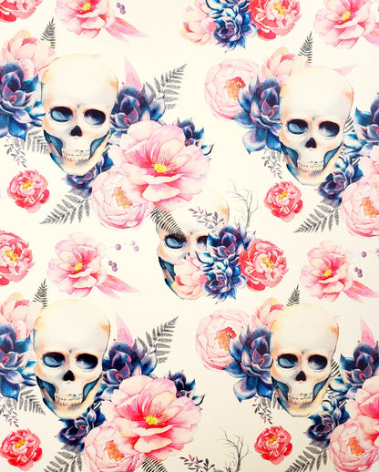 Skulls And Flowers - Adhesive Vinyl Sheets