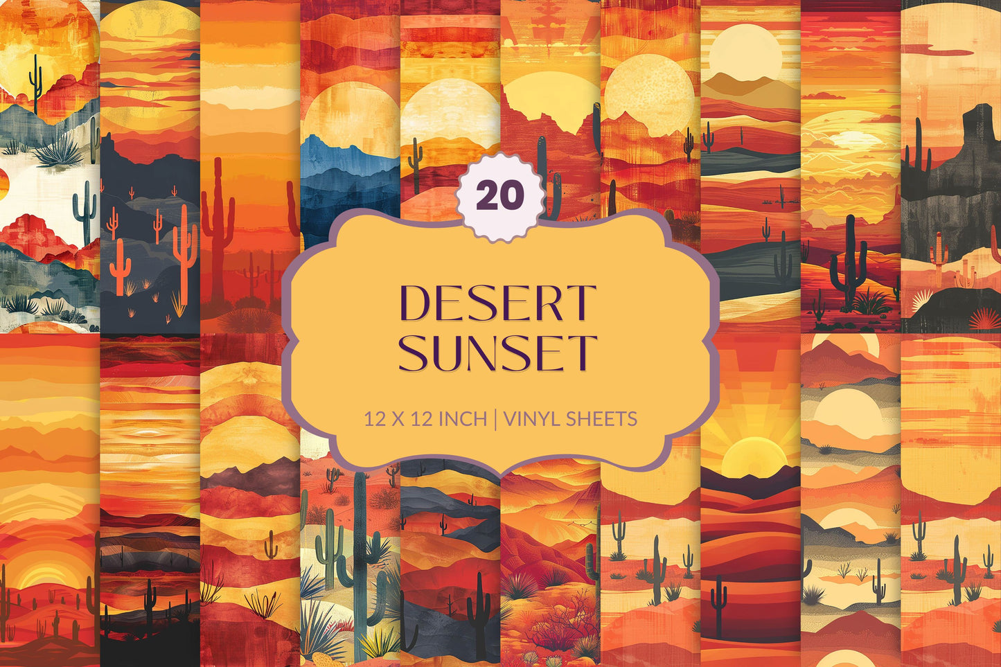 Desert Sunset - 12 Design options - - Adhesive Vinyl Wrap and 12x12 Sheets