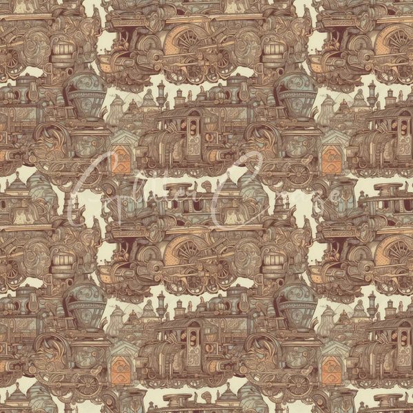 Steampunk Volume - Adhesive Vinyl 12x12 Sheets - 33 Prints