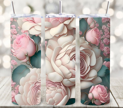 3D Flowers and roses vinyl tumbler wraps- 14 Desigs