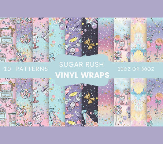 Sugar Rush Vinyl Tumbler wrap Collection- 10 Prints