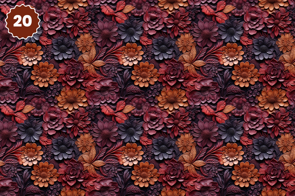 Tooled Leather Collection - Adhesive Vinyl 12x12 Sheets - 20 Design Options