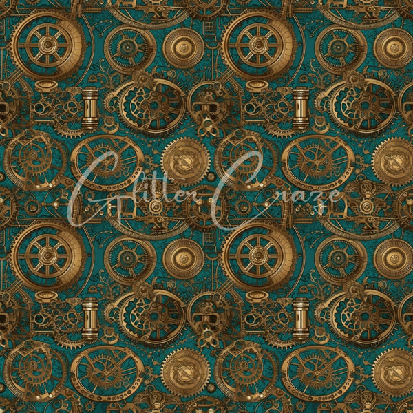 Steampunk Volume - Adhesive Vinyl 12x12 Sheets - 33 Prints