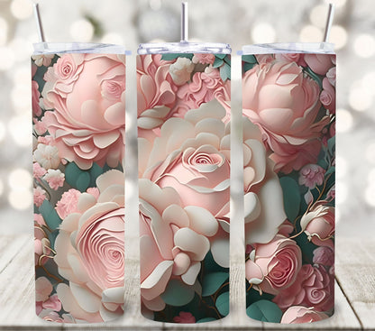 3D Flowers and roses vinyl tumbler wraps- 14 Desigs