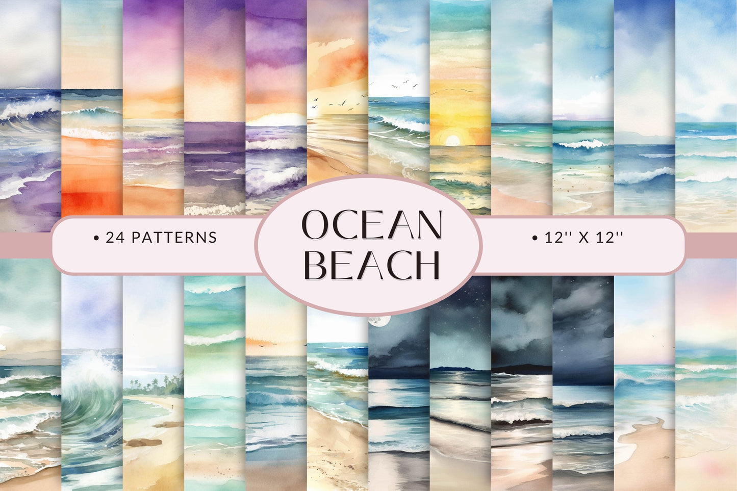 Ocean Beach - Adhesive Vinyl 12x12 Sheets -24 unique designs