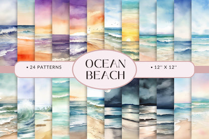 Ocean Beach - Adhesive Vinyl 12x12 Sheets -24 unique designs