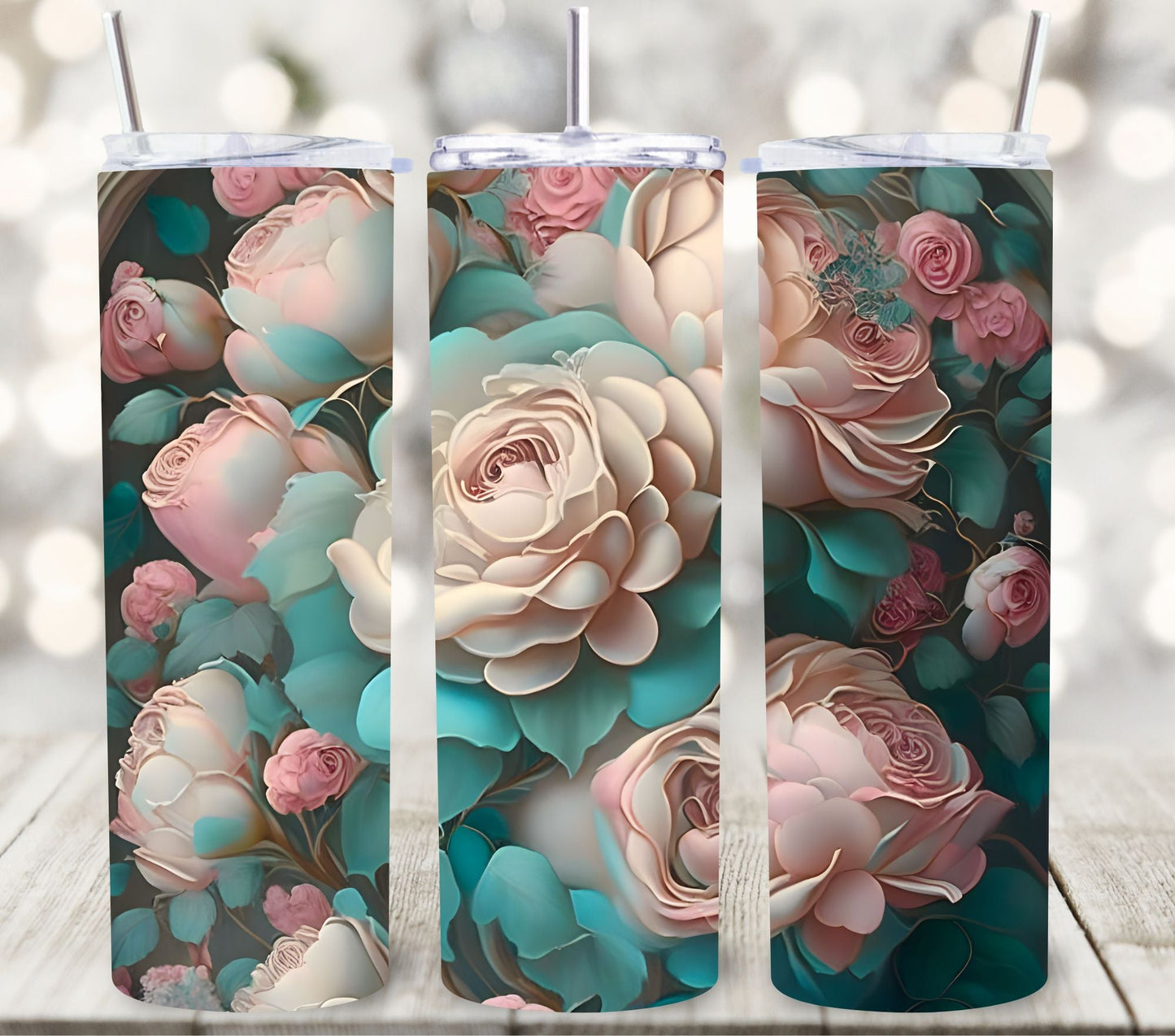 3D Flowers and roses vinyl tumbler wraps- 14 Desigs