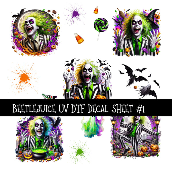 Bettlejuice UV DTF Decal sheets 3 designs available