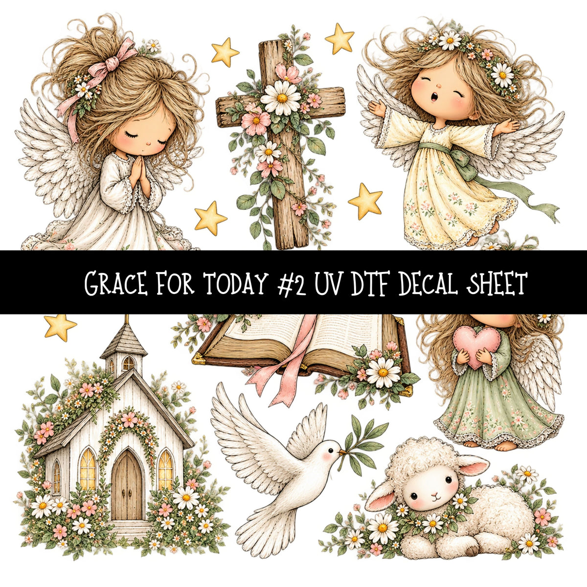 Grace for today UV DTF Decal sheets 12 Designs available