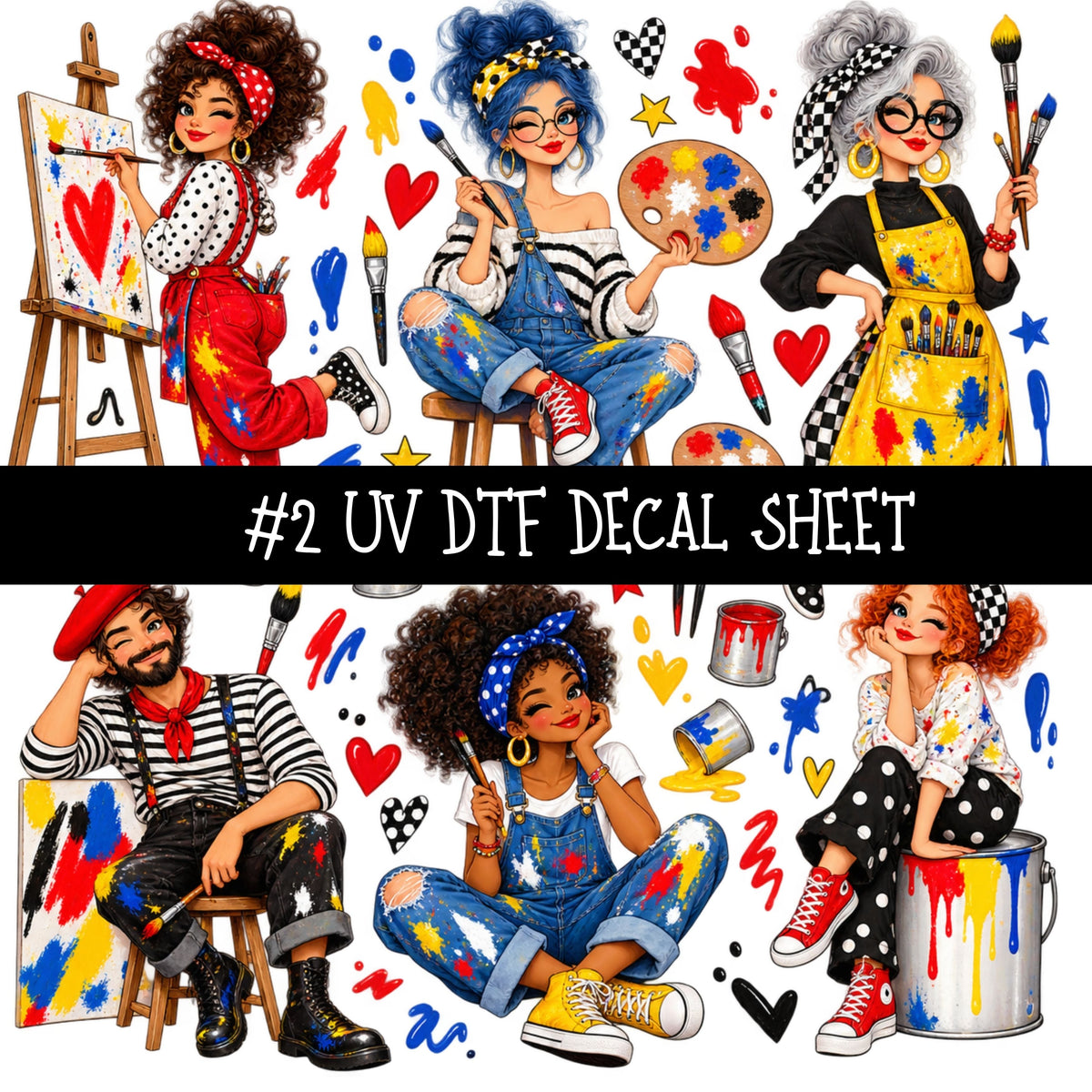 Paint the town UV DTF Decal sheets 13 Designs available