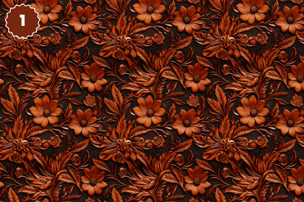 Tooled Leather Collection - Adhesive Vinyl 12x12 Sheets - 20 Design Options