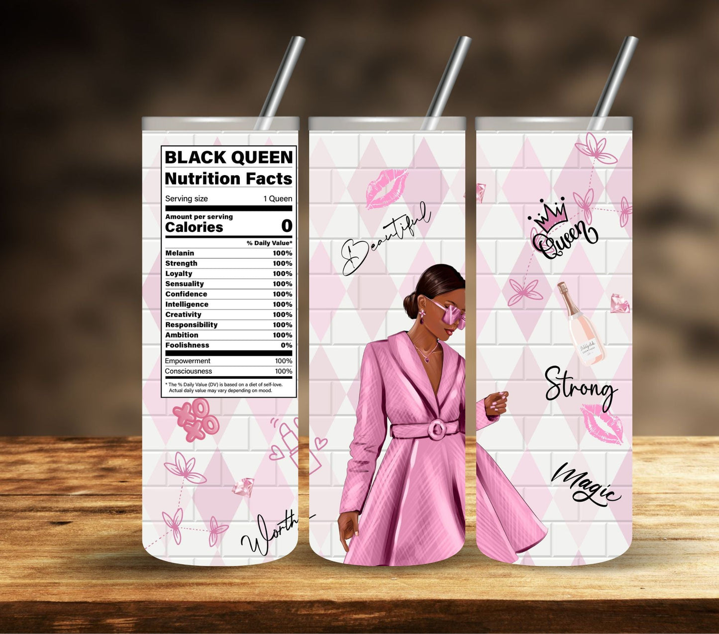 Black Queen Nutrition Facts- Adhesive Vinyl Wrap - 4 Designs