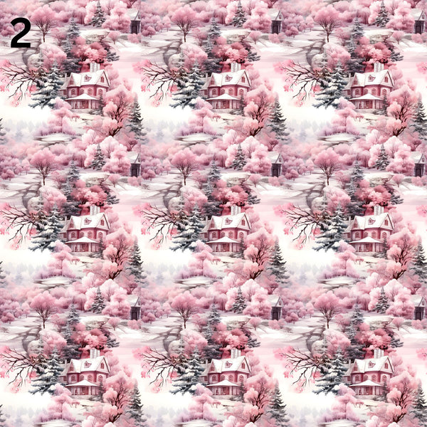 Rustic Pink Christmas Collection - Adhesive Vinyl 12x12 sheets - 20 Prints