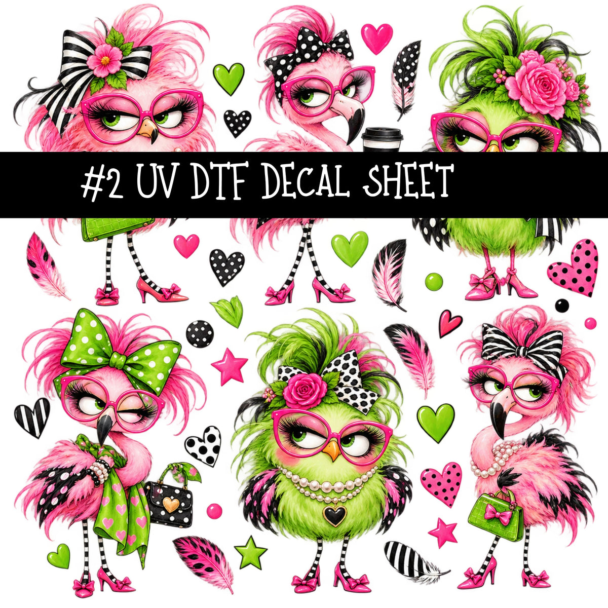Flock Around UV DTF Decal sheets 11 Designs available