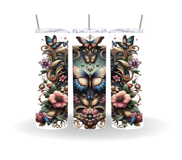 Vintage Butterfly  UV DTF 16oz Libbey wrap