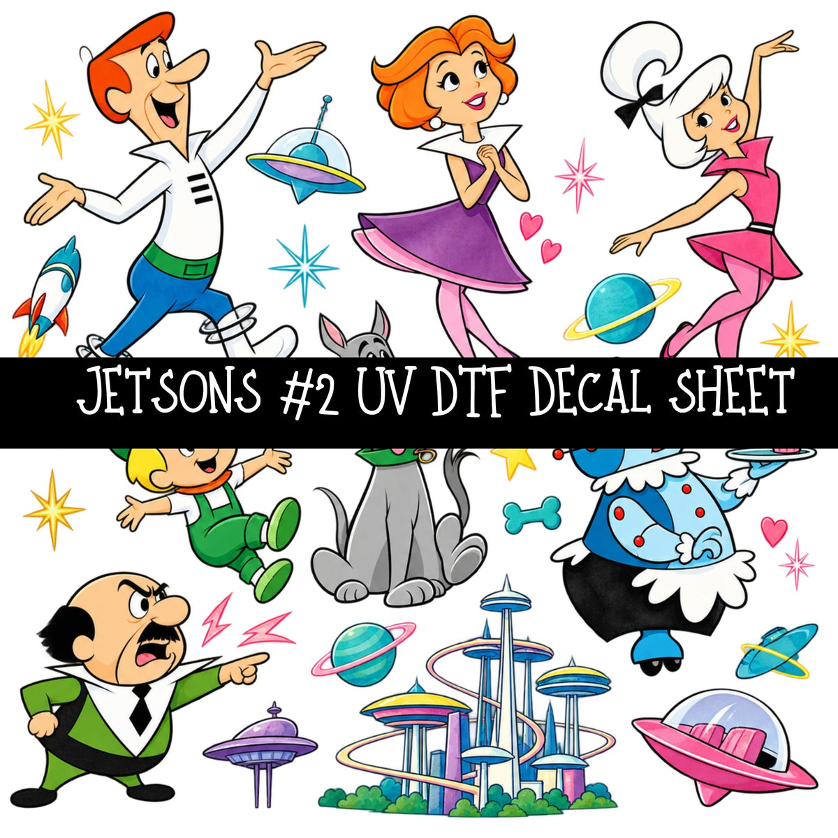 Jetsons UV DTF Decal sheets 11 Designs available