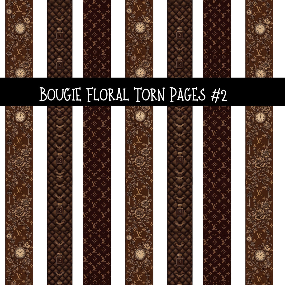 Bougie Floral Torn Pages UV DTF Decal sheets 6 Designs available
