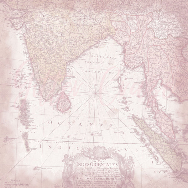 Vintage map - Adhesive Vinyl 12x12 Sheet - 12 Designs