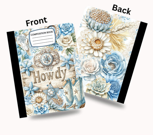 Coastal Cowgirl vinyl composition notebook wrap