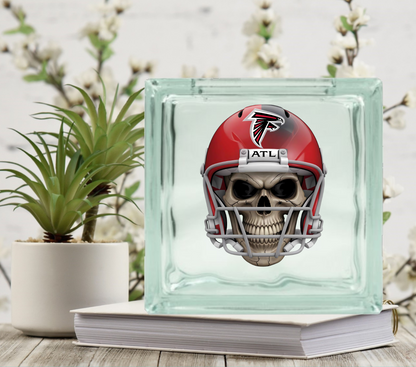 Football Skulls - UV DTF Glass Block Decal - 6.5 inches