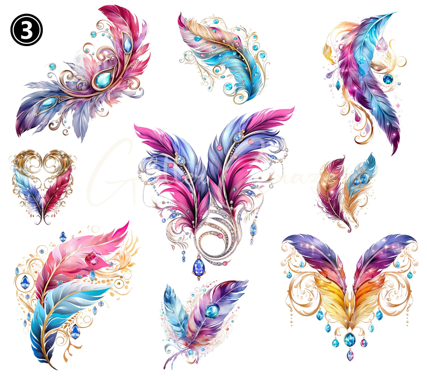 Feathers - UV DTF Decal sheets- 4 Design Options