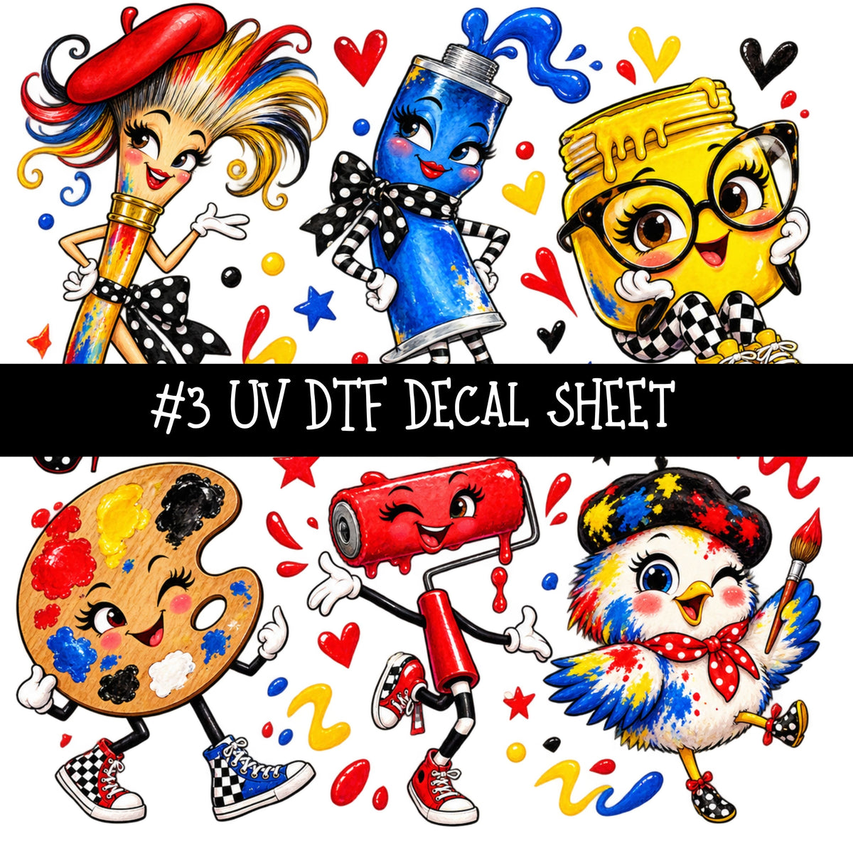 Paint the town UV DTF Decal sheets 13 Designs available